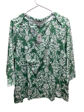 Style & Co. shirt womens plus size 2X pima cotton floral green New essential top