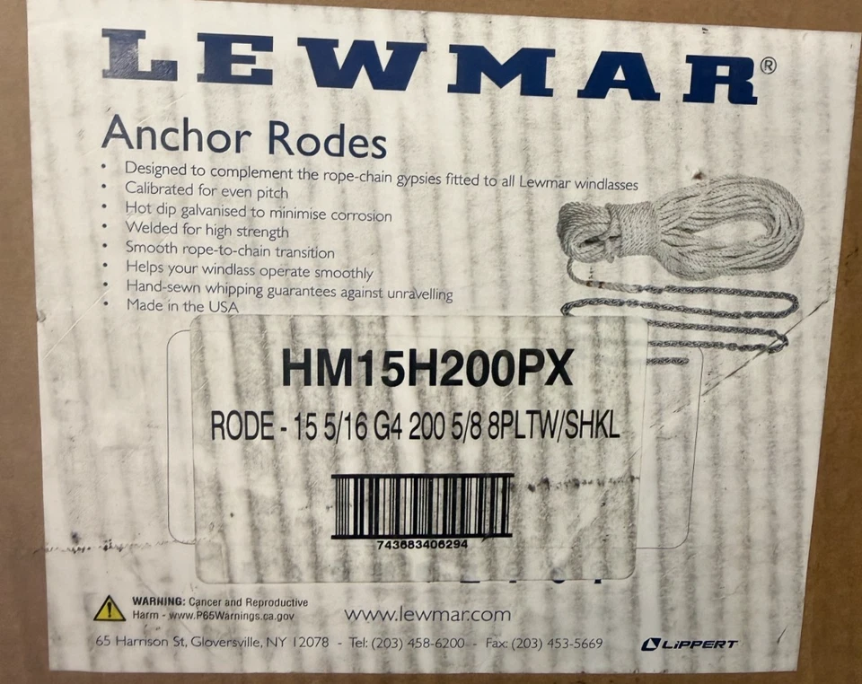 Cadena Lewmar HM15H200PX 15' 5/16" G4 Premium prefabricada varilla de anclaje Foto 3 de 4