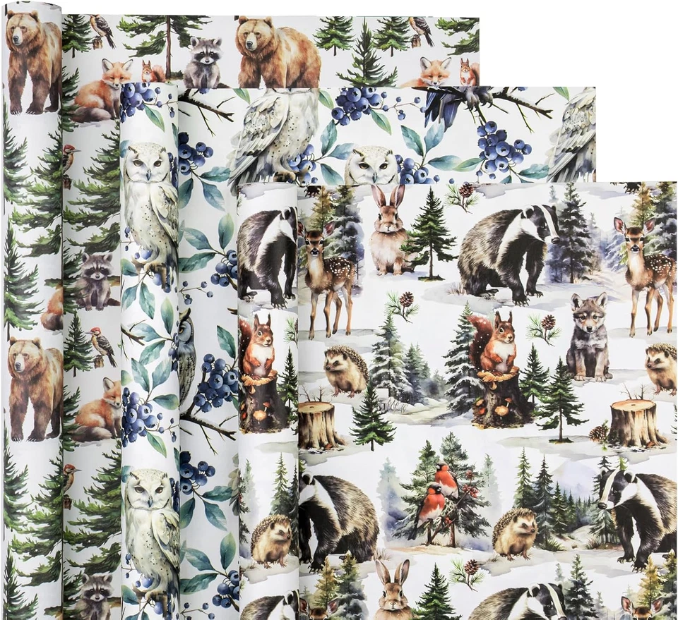 Rollo de papel de envolver Navidad Kraft - Mini rollo - 3 rollos - 17 pulgadas X 120 pulgadas p Foto 2 de 4