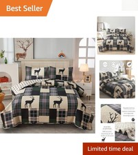 Elegant Lodge Quilt Set Full/Queen - Lightweight Reversible Animal Patterns