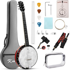 6 String Banjo Guitar Full Size, 38 Inch with Resonator Closed Back, Remo Head,