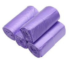 100 Counts 4 Gallon 45x60Cm Kitchen Purple Trash Bags with Handles for Bathro...
