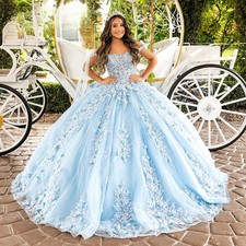 Quinceanera Dresses Bowknot Appliques Off Shoulder Corset Princess Ball Gown