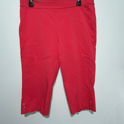 Counterparts Womens Red Flat Front Stretch High Rise Pull-On Capri Pants Size 12