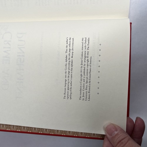 Crime and Punishment Feodor Dostoevsky Franklin Library Red HC Book 1982 - Picture 8 of 9