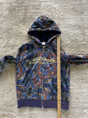 Ed Hardy By Christian Audigier Women’s Y2K Dead Or Alive Koi Fish Hoodie Sz M - Picture 5 of 5