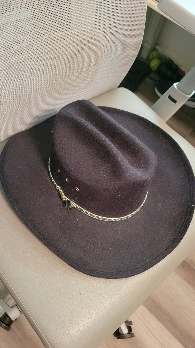 Chapeau Cowboy Western Express Inc Noir 7 3/8 - Laine USA - Lire Descriptif