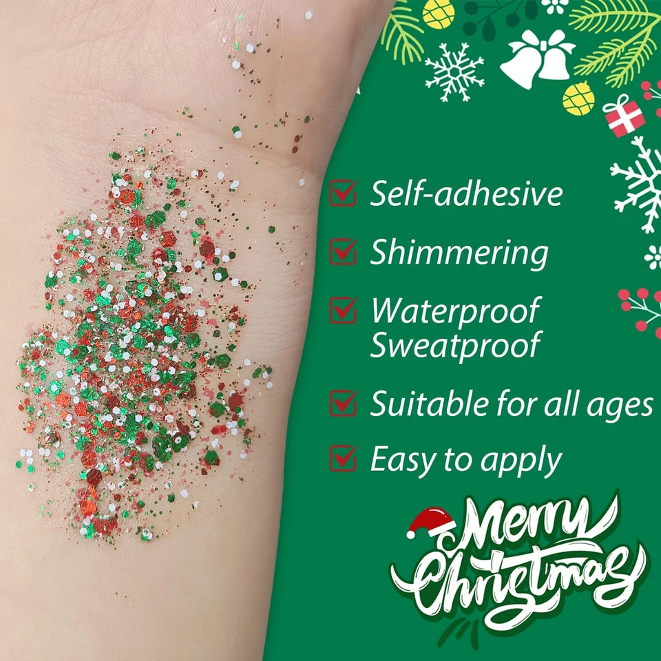 Barra de brillo corporal de Navidad, gel de brillo facial impermeable de Halloween, brillo grueso Foto 4 de 4