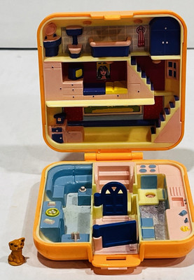 Vintage Polly Pocket Townhouse Compact w/ Cat Figure 1989 Bluebird *FLAW* BIN 57