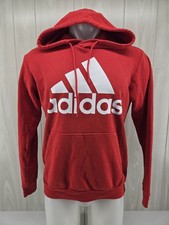 Adidas Size S Mens Red Cotton Blend Pocket Activewear Athletic Sport Hoodie