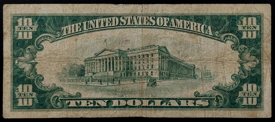 1928 $10 Federal Reserve Note "Big 9" Minneapolis! Gold Clause! Fr# 2000 I. - Image 4 of 4
