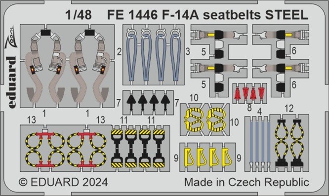 Eduard Accessories FE1446 - 1:48 F-14A Seatbelts STEEL Great Wall Hobby - New