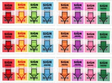 600pcs/6 Packs Sign Here Tabs, Arrow Labels Stickers Sticky M, Red, Orange 