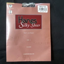 Hanes Silk Reflections Size AB Silky Sheer Control Top Pantyhose Barely Black