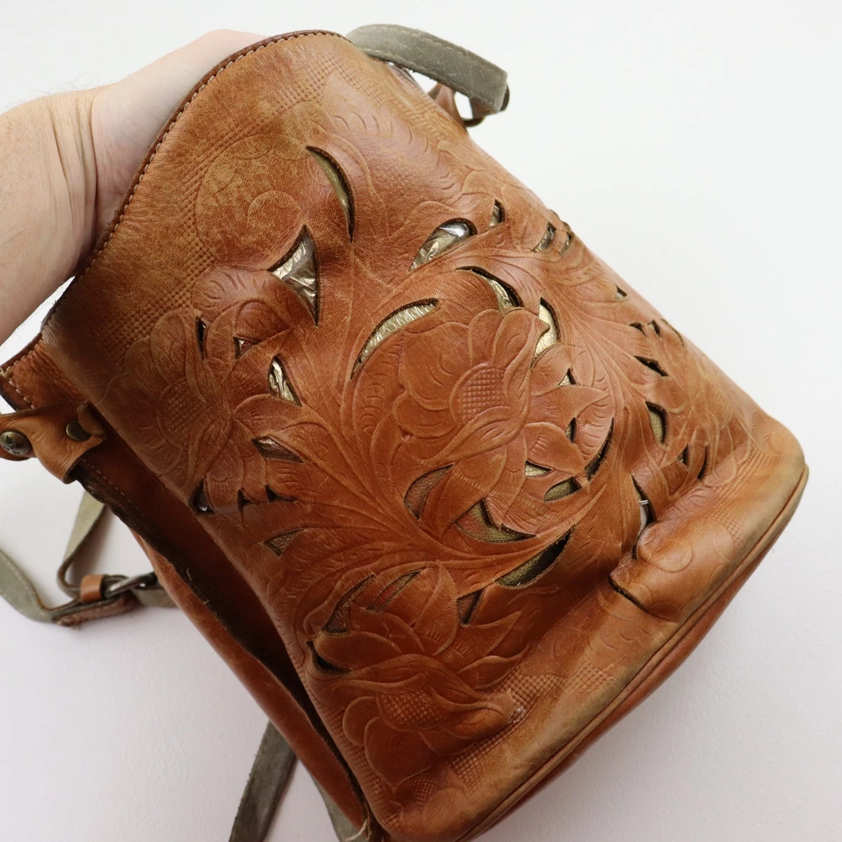 PATRICIA NASH SABINA LEATHER DRAWSTRING CROSSBODY W/POUCH  BIRDS OF PARADISE Patricia Nash Sabina Leather Crossbody | Mercari main image 2