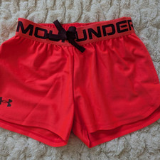 NEW Girls Under Armour Play Up YSM Orange/Black Shorts - Medium