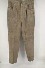 Lauren Ralph Lauren 100 Suede Leather Pants Tan Brown High Rise Size 10 Vintage