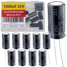1000uF 25V 10x20mm Rubycon Electrolytic Capacitor Low ESR 0.046  Long Life 36...