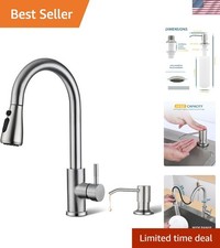 Stainless Steel Kitchen Faucet with Soap Dispenser  360-Degree Swivel