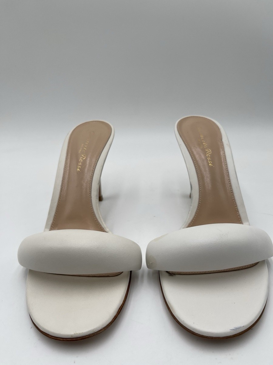 Women's Gianvito Rossi Bijoux 85mm White leather mules Size 37.5