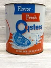 Vintage Flavor Fresh Oysters Tin Heathsville VA Advertising Can 1 Gallon Recipe
