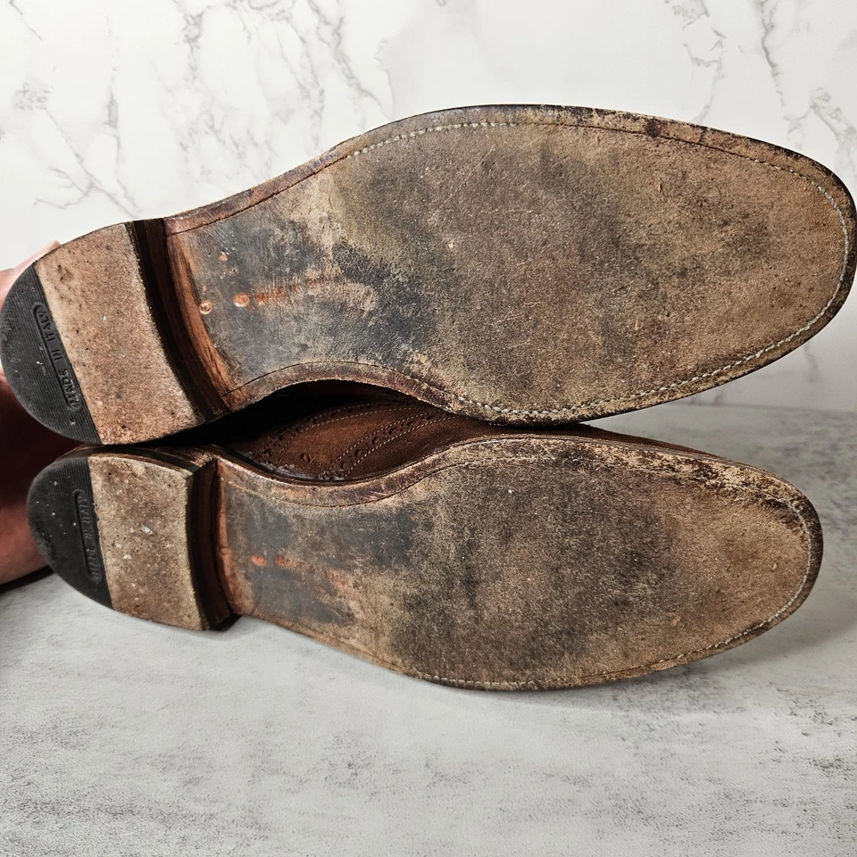 Brooks Brothers Made in England Dark Brown Suede oxford Dress Shoes Mens 9 2801 - Image 4 of 4