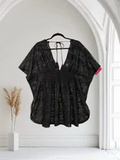 Xhilaration Women’s Cover Up Dress Size Small Crochet Lace Black Babydoll NWT