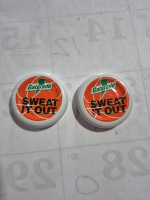 Vtg Gatorade 2 Bottle Cap Lot Sweat It Out NBA Finals 1996 Utah Jazz San A Spurs