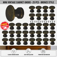 25 PCS Mini Cabinet Knobs 1/2 Inch Vintage Antique Dresser Knobs Small Drawer