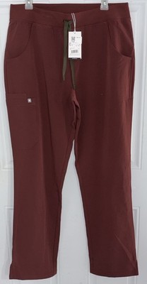 FIGS KADE NURSE STRAIGHT LEG BURGUNDY CARGO SCRUB PANTS WOMENS LARGE TALL NWT