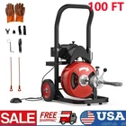 Drain Cleaner Machine Electric Drain Auger 100 FT x 1/2 In Auto Feed with Cutter