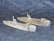 Vintage Barclay or Manoil Toy Slush Metal USA Submarine x 2
