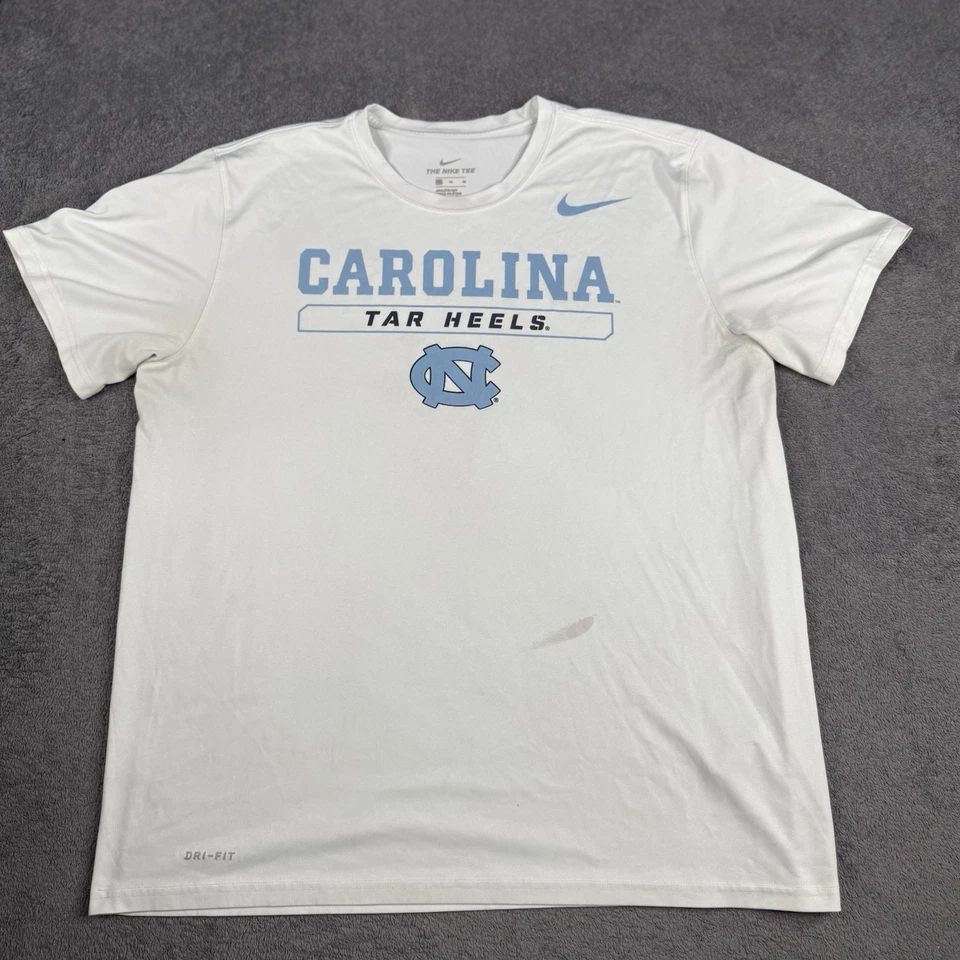 North Carolina Tar Heels Dri Fit White/Blue Tee Shirt Size XL  Athletic Nike - Image 2 of 4