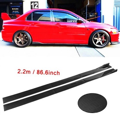 Carbon Fiber Pair Side Skirt Extensions Rocker Panel For Mitsubishi Lancer Evo