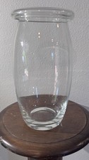 Clear Glass Flower Vase 11  Tall Heavy Thick Glass Rolled Rim Centerpiece