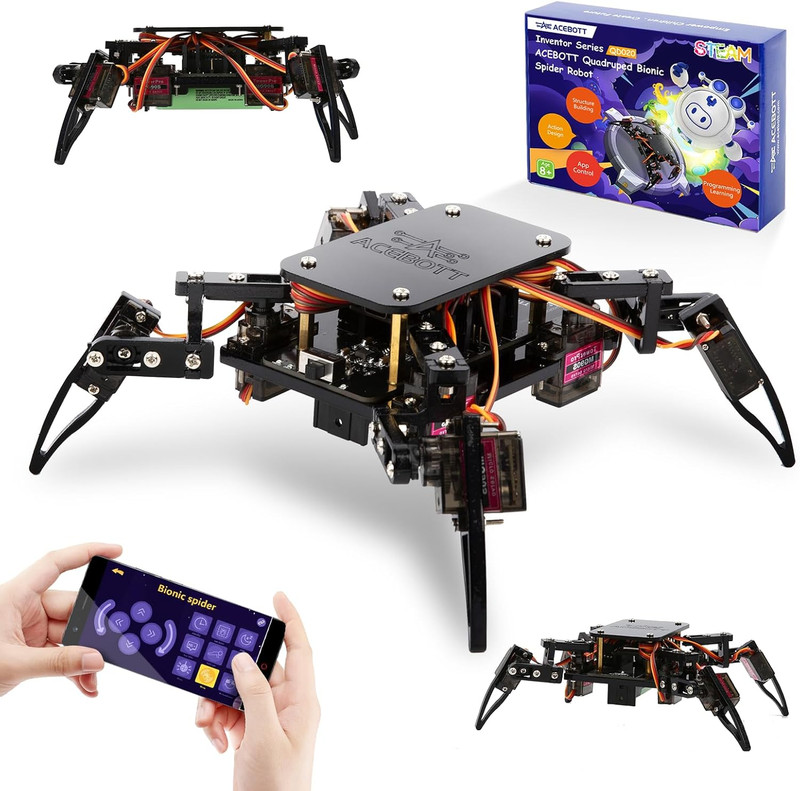 ESP8266 Spider Robot Kit - STEM Fun for Teens & Adults, App Controlled Toy