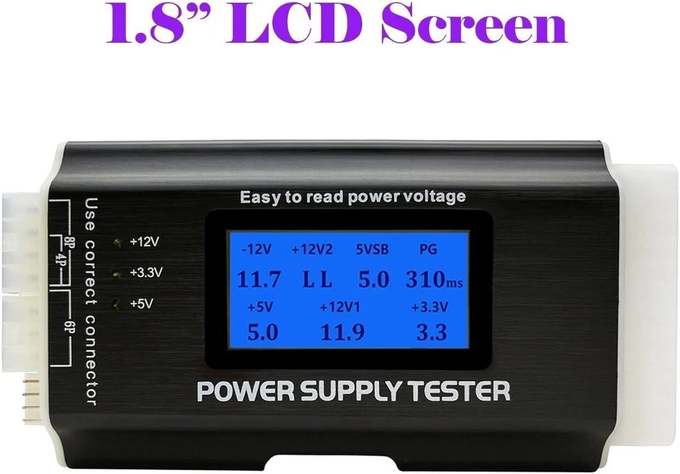 PC Power Supply Tester – Lightweight 1.8'' LCD Screen for ATX/ITX Connectors - Image 4 of 4