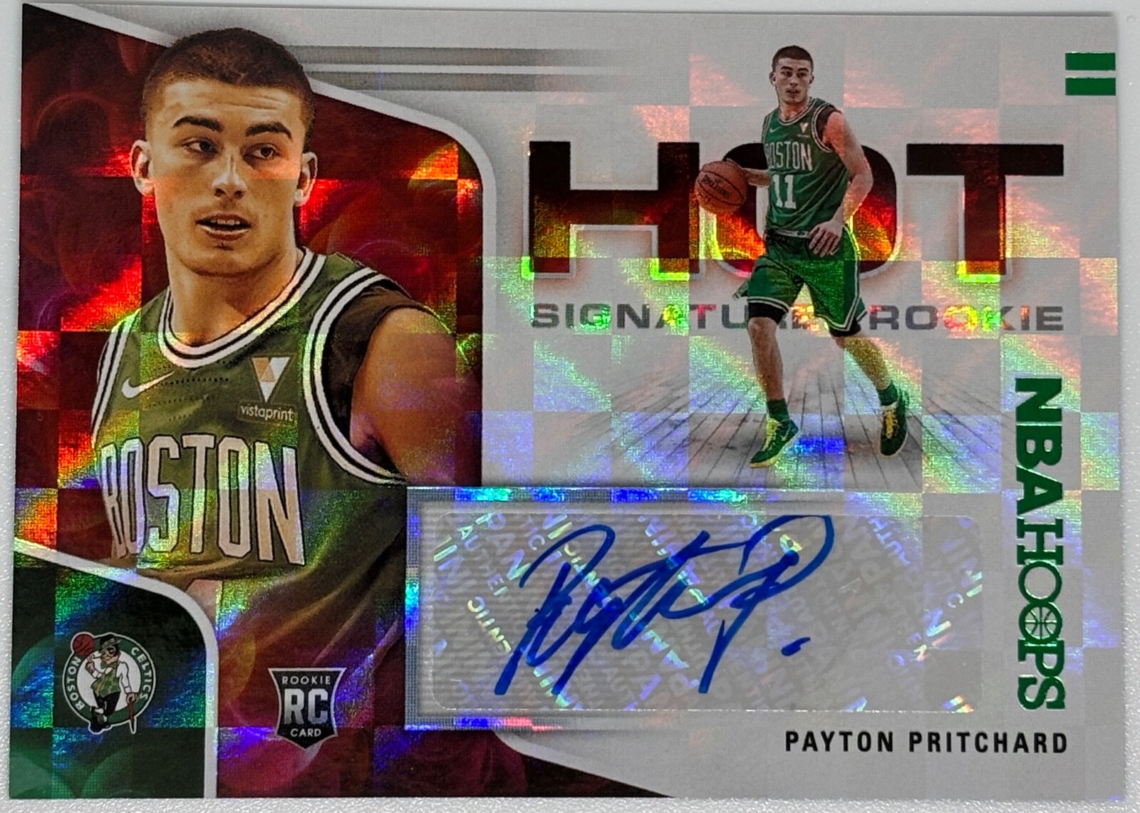 Payton Pritchard 2020-21 NBA Hoops Hot Signatures Green Auto Rookie Card