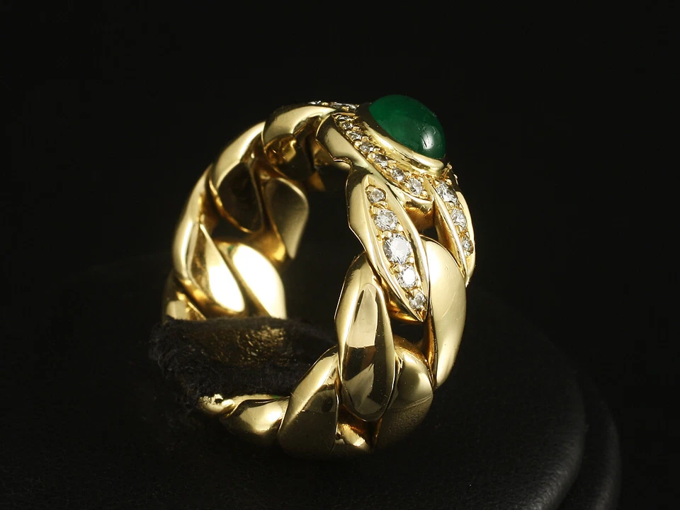 Wempe Smaragd Brillant Kettenring ca. 1,40ct 18,8g 750/- Gelbgold - Bild 3 von 4