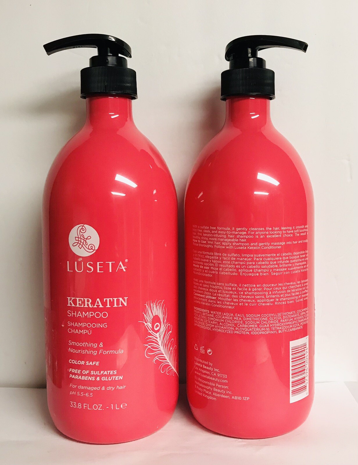 2 Bottles Luseta Keratin Shampoo Soothing & Nourishing Formula 33.8