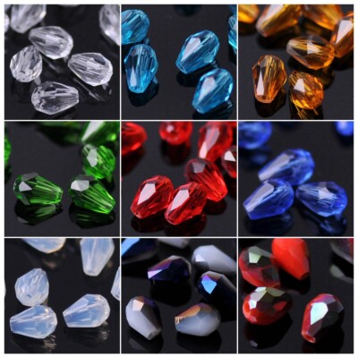 100pcs 5x3mm Small Teardrop Faceted Crystal Glass Losse Beads Bulk  Wholesale Lot