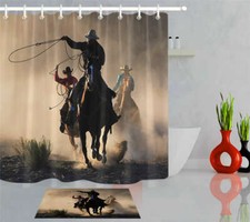 Horse Herder Waterproof Bathroom Polyester Shower Curtain Liner Water Resistant