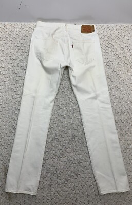 Vintage Levis 501 Jeans Mens 33x34 White Denim Straight 100%Cotton Button Fly