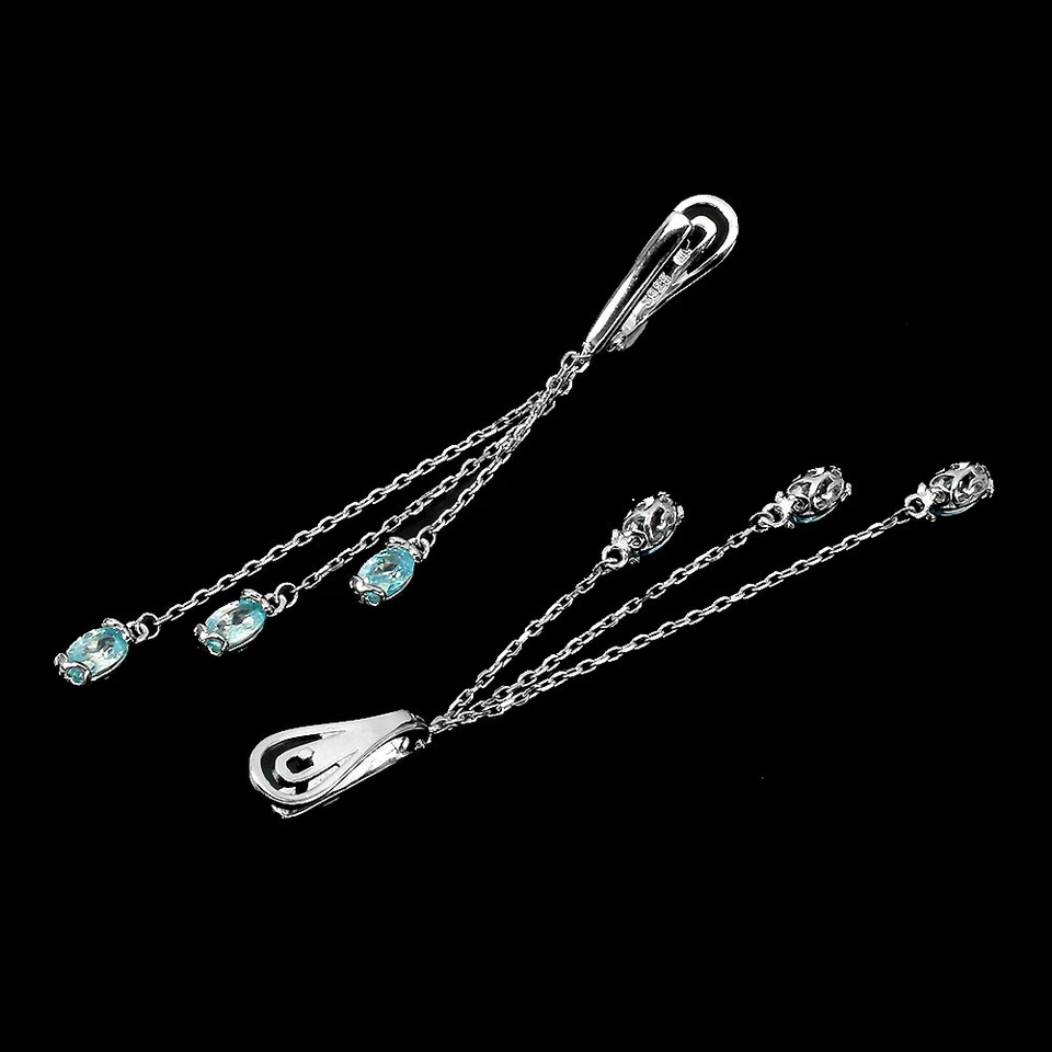 925 Orecchini Argento Sterling Ovale Blu Zircone 6x4mm Gemma Gioielli - Immagine 3 di 4