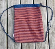 Vintage Candies Brand Sackpack Drawstring Bag Boho Striped Blue Backed Back Pack