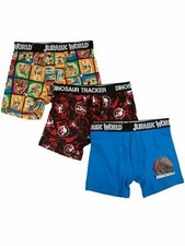 Jurassic World Boys Dinosaur Tracker 3pc Boxer Shorts Set Underwear Briefs M 8