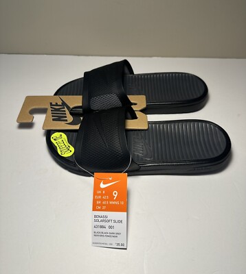 Nike Benassi Solarsoft Men's Size 9 Slides Sandals Black