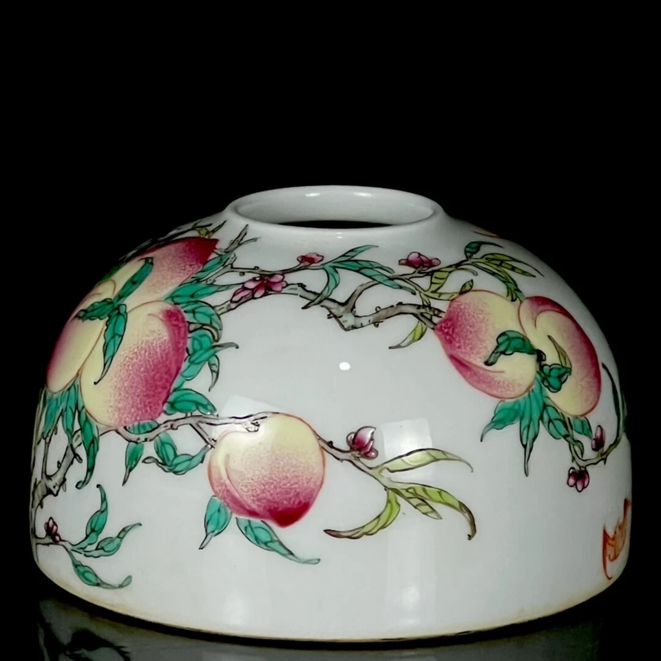 5" Raro China Porcelana Dinastía Qing Yongzheng Pastel Melocotón Grano Pluma Lavado Foto 3 de 4