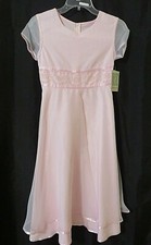 Bonnie Jean Dress Sheer Short Sleeve Glittery Bodice Details Pink Sz 12.5 12674