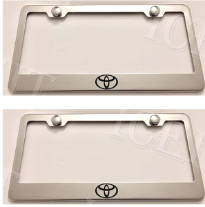 2x Toyota Logo Stainless Steel License Plate Frame Rust Free W Caps Image Is Loading 2x Toyota Logo Stainless Steel License Plate Frame